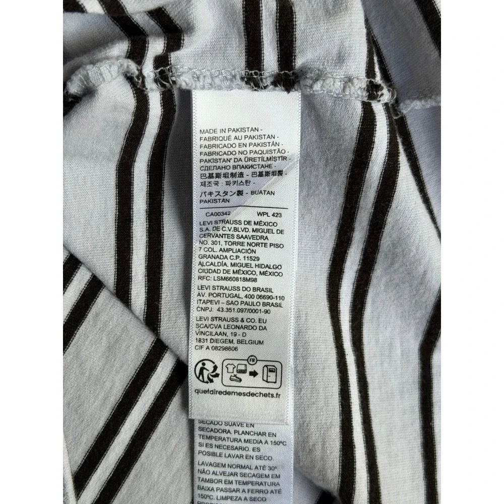 Levis Vintage Fit Striped T-Shirt Mens Large White Black Short Sleeve Cotton Tee